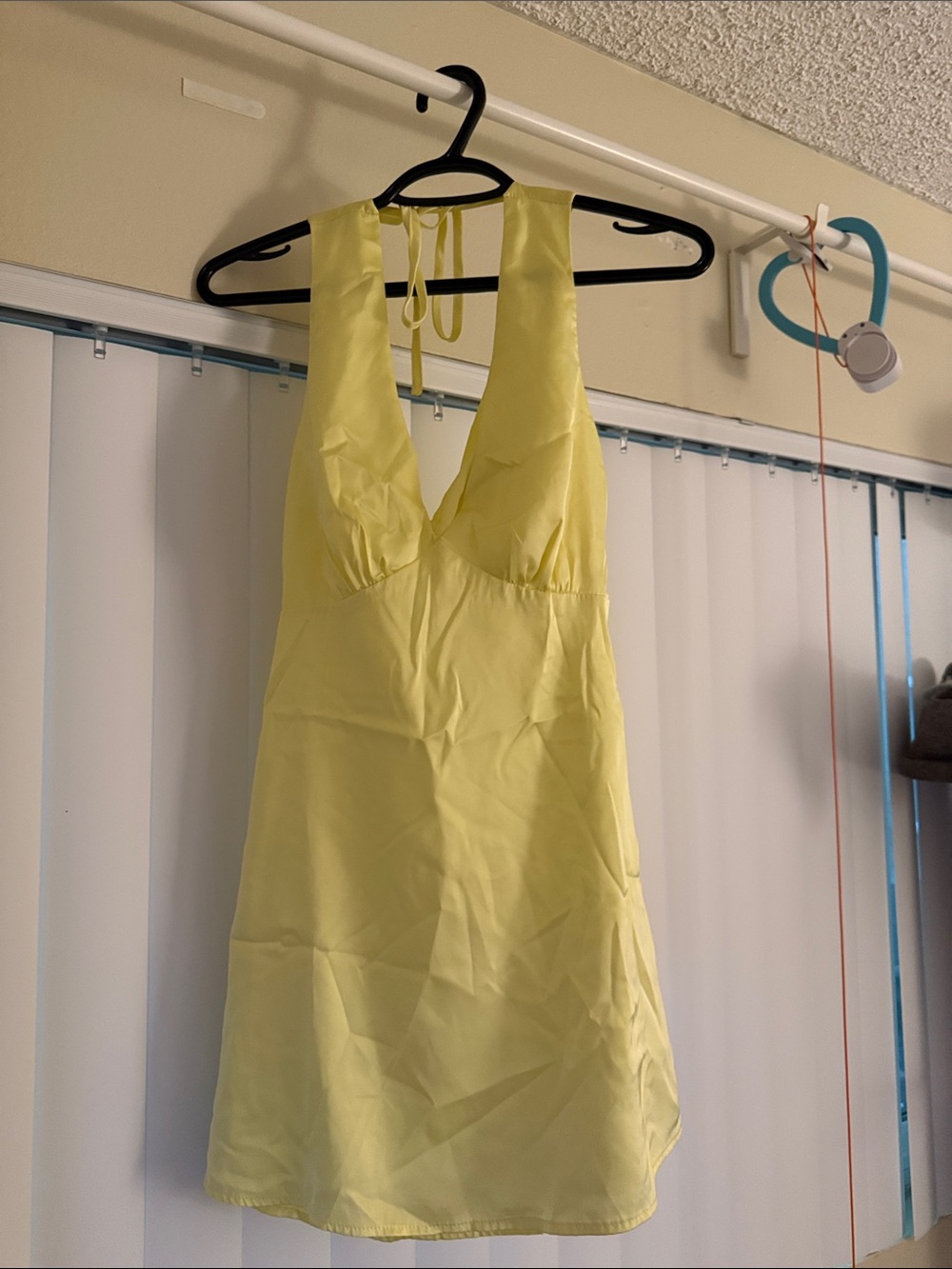 Peppermayo Yellow Satin Halter Mini Dress
